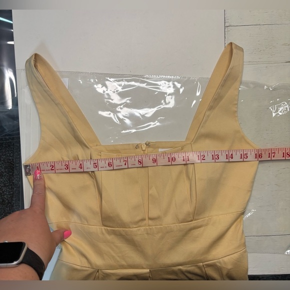 Calvin Klein Dress Size 2 Yellow Fit & Flare A Line Sleevless Cotton Stretch - Picture 3 of 7